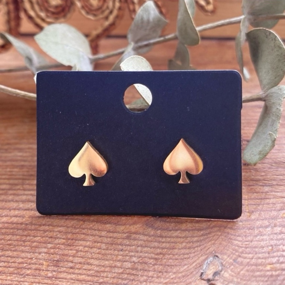NEW Dainty Spade stud Earrings Poker Rose Gold color - Boutique